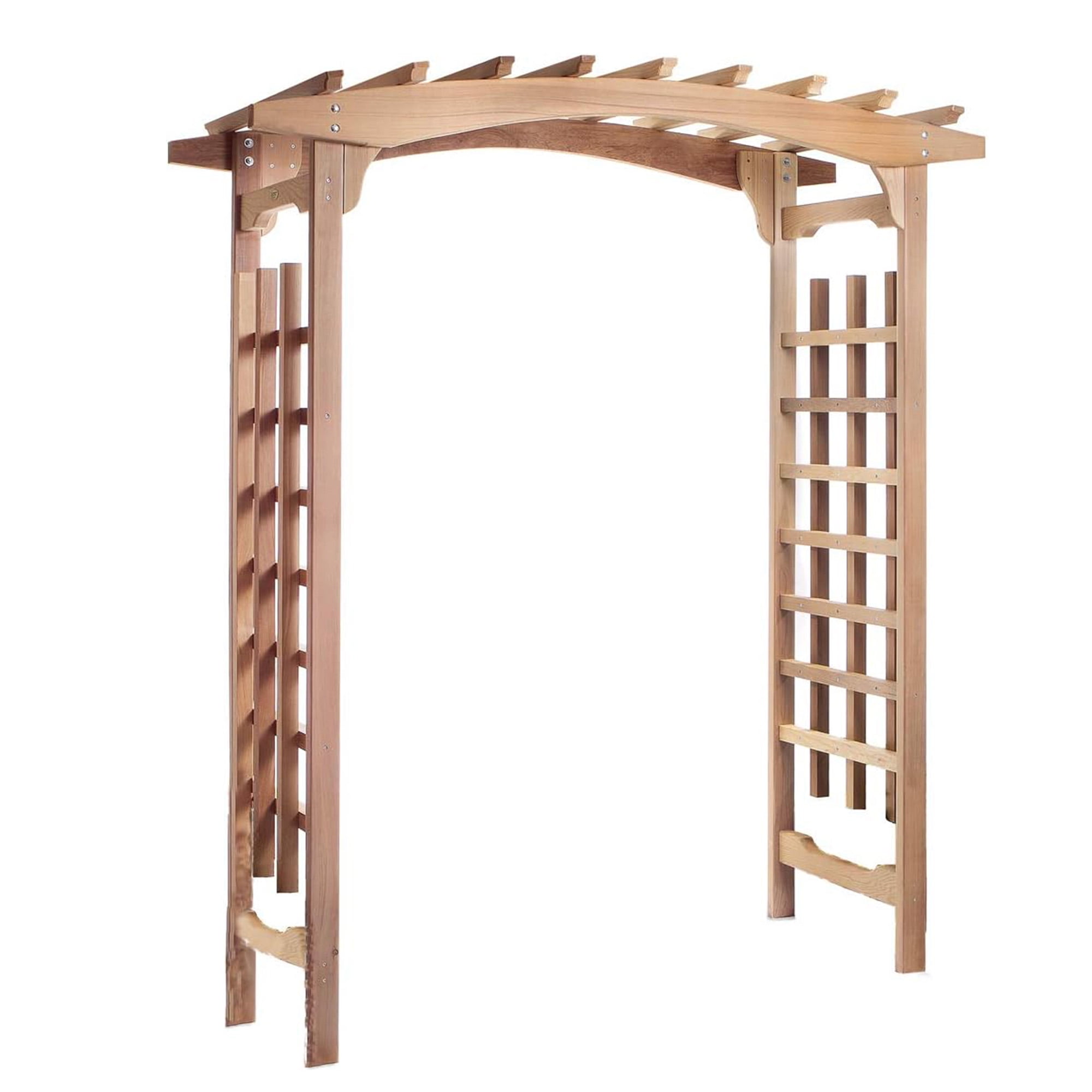 Beige Cedar Wood Garden Arbor with Lattice Sides