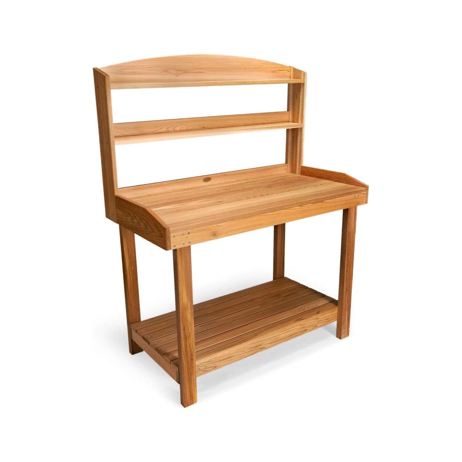 Cedar Wood Outdoor Potting Bench with Shelves