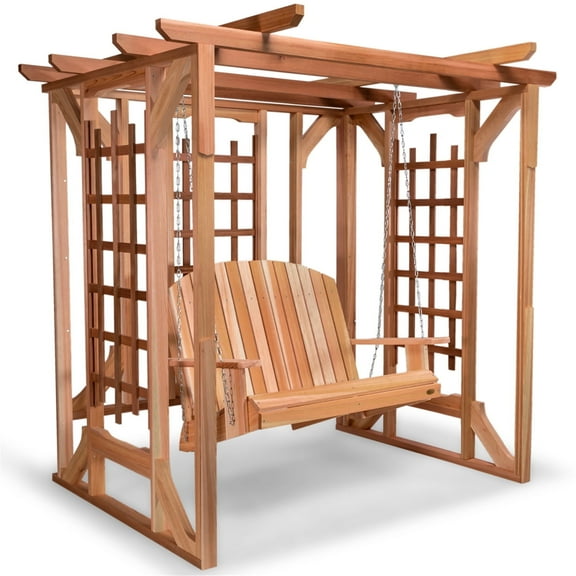 All Things Cedar PO72-S Cedar Pergola Garden Arbor Swing Outdoor Set - 82L x 72W x 74H