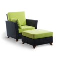 thumbnail image 1 of All Things Cedar PR2530-G Rattan Deep Chair & Ottoman Set & Cushions, Green, 1 of 1