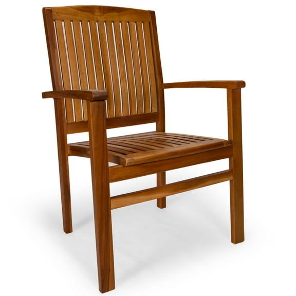 All Things Cedar TD24 Teak Stackable Outdoor Arm Chair - 25L x 23W x 37H