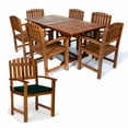 thumbnail image 1 of All Things Cedar TE90-20-G Teak Extension Patio Table & Dining Chair Set with Cushions, Green, 1 of 2