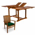 thumbnail image 1 of All Things Cedar 5-Piece Butterfly Extension Table Stacking Chair Set with Green Cushions, 1 of 6