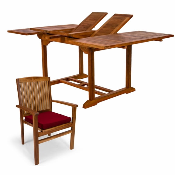 All Things Cedar Teak 5 pc. Patio Dining Table Set with Butterfly Extension