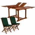 thumbnail image 1 of All Things Cedar 9-Piece Butterfly Extension Table Folding Chair Set with Green Cushions, 1 of 2