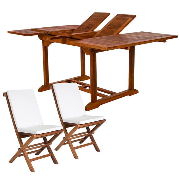 All Things Cedar Teak Butterfly Folding Patio Dining Set - Seats 8