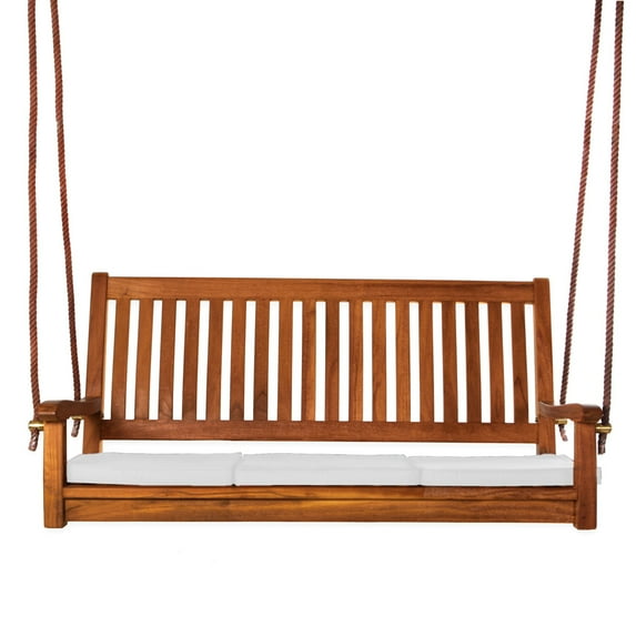 All Things Cedar Teak Swing & Cushions, White