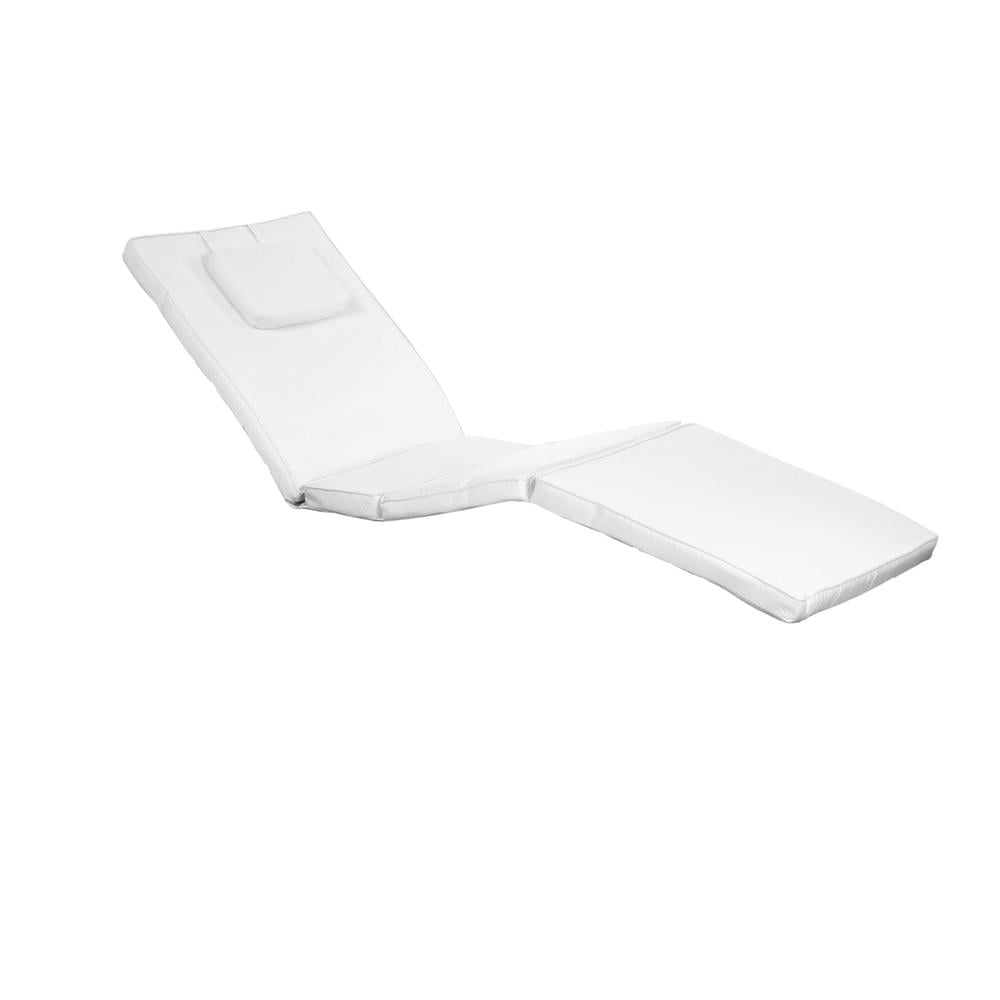 White Cotton Canvas Chaise Lounge Cushion with Hi-Density Foam