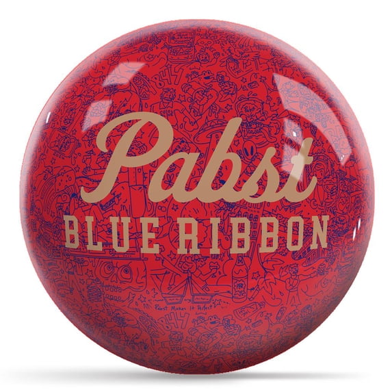 All Things Pabst Bowling Ball - Red with Blue/Gold Logo 16lbs