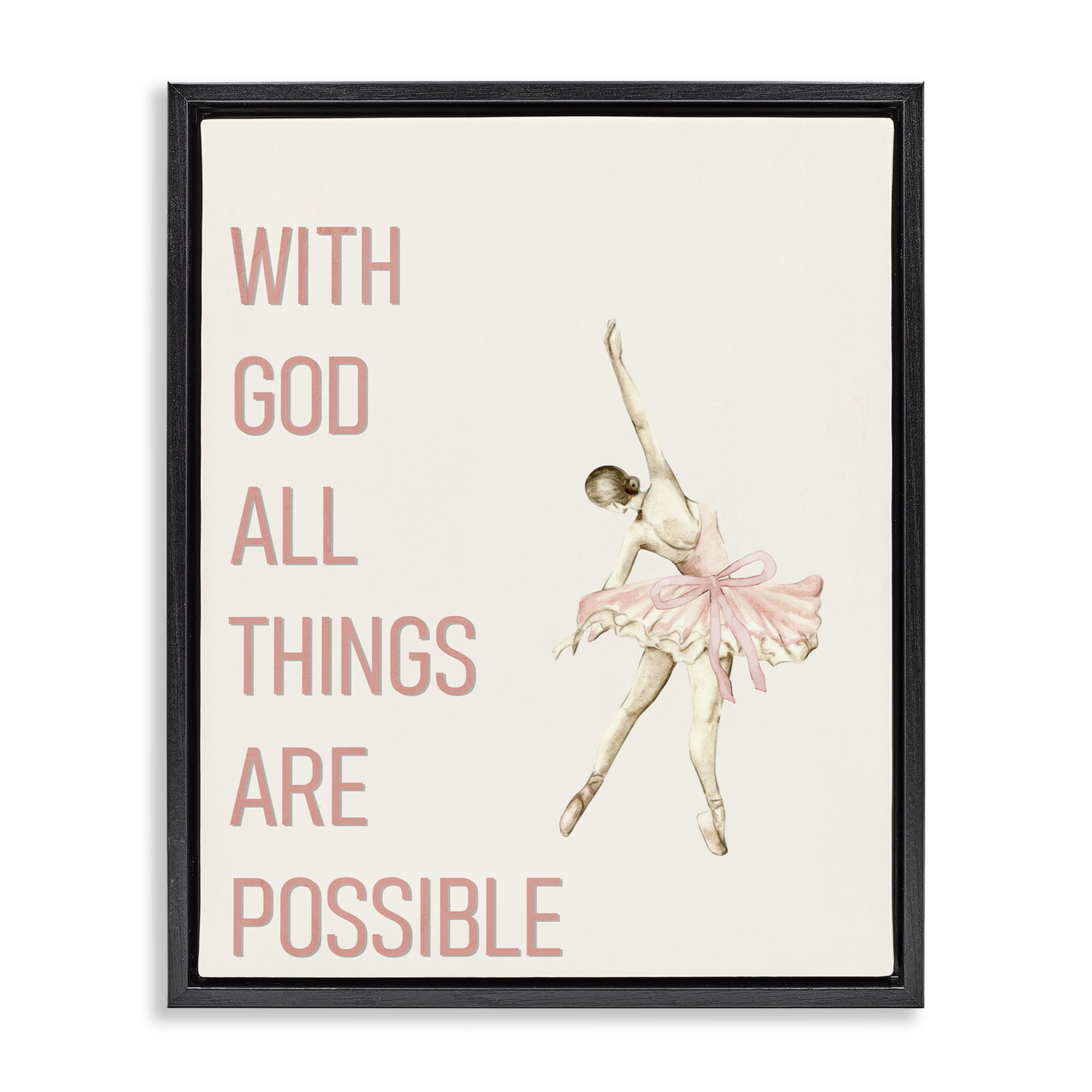 All Things Possible Ballerina Black Framed Floater Canvas Wall Art, design by Kim Allen