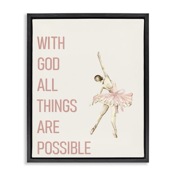 All Things Possible Ballerina Black Framed Floater Canvas Wall Art, design by Kim Allen
