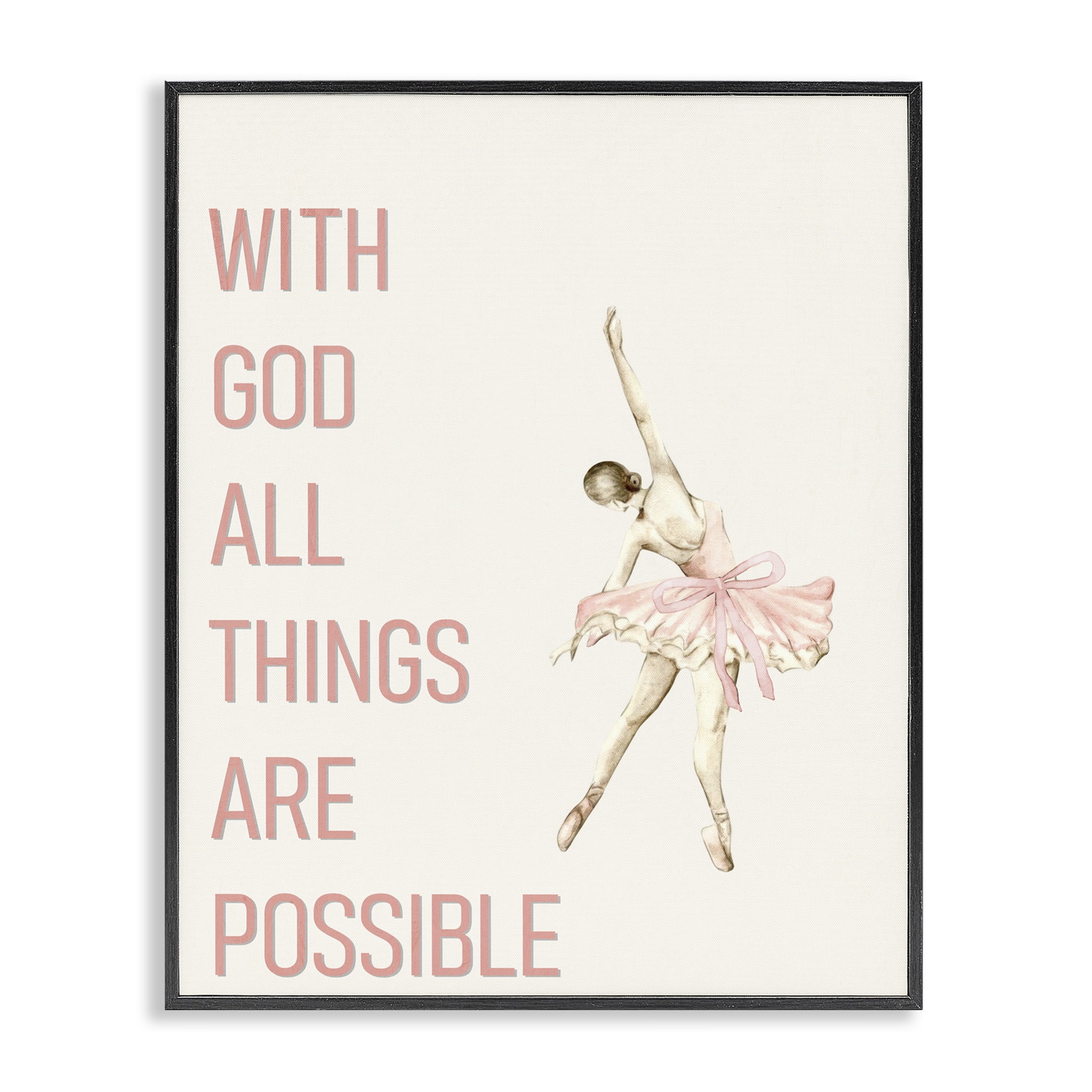 All Things Possible Ballerina Black Framed Giclee Art, design by Kim Allen