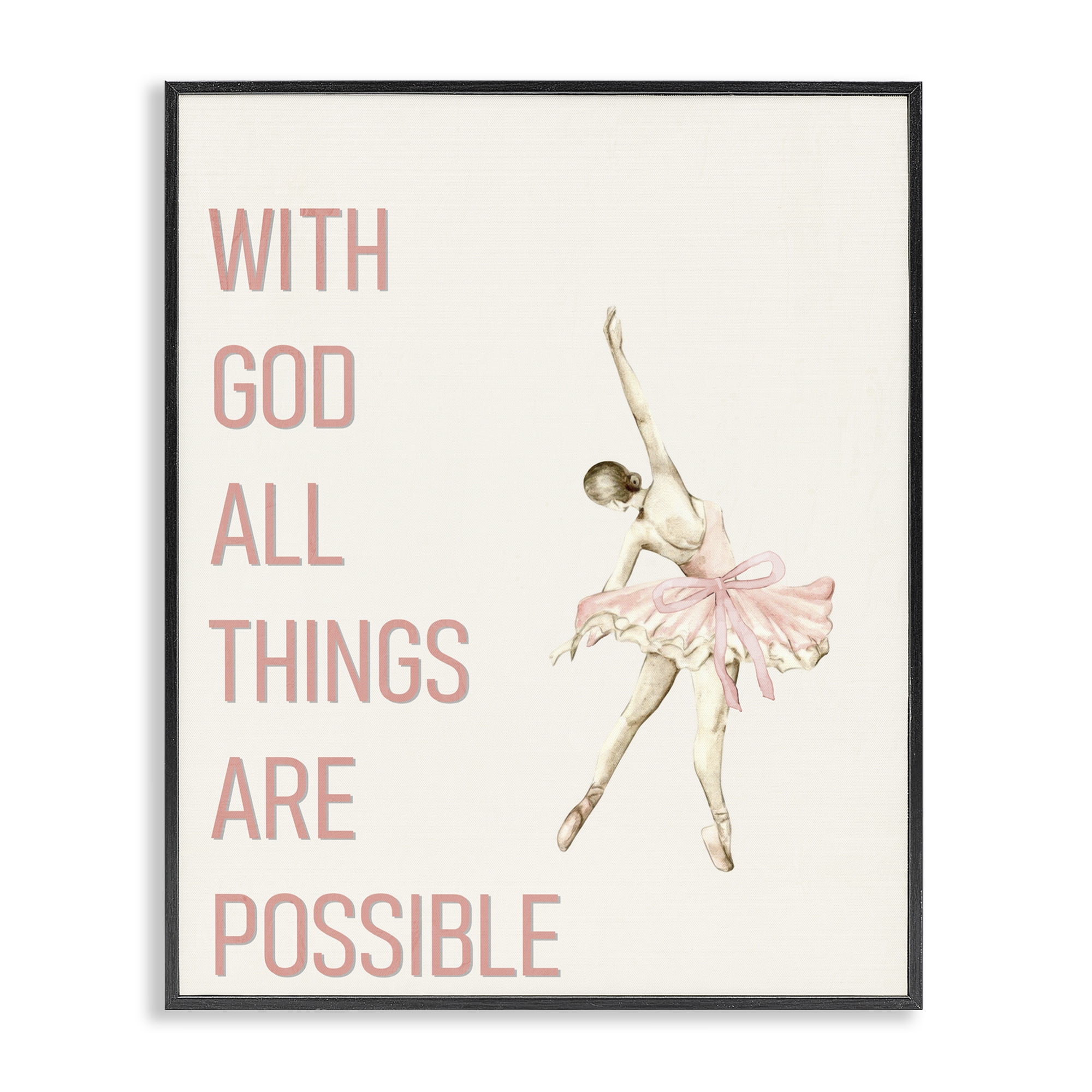 All Things Possible Ballerina Black Framed Giclee Art, design by Kim Allen