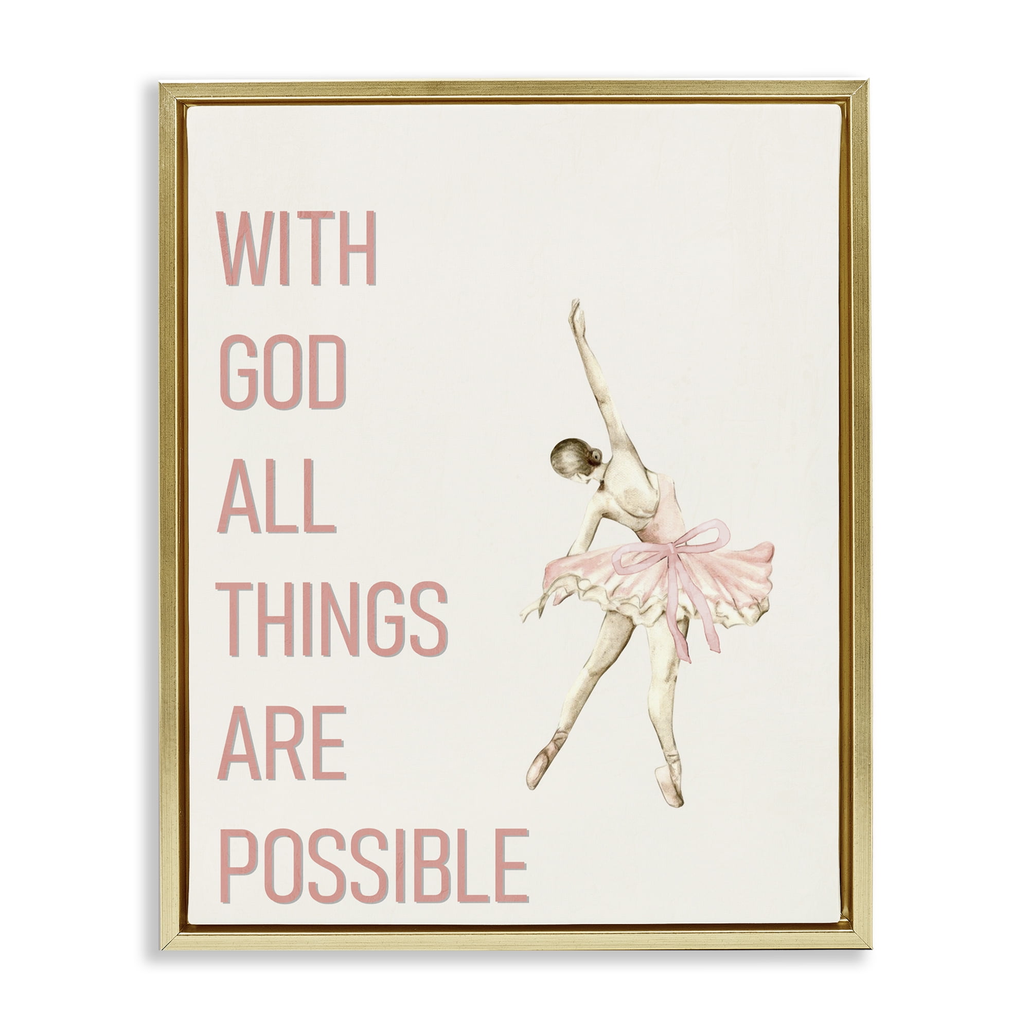 All Things Possible Ballerina Gold Framed Floater Canvas Wall Art, design by Kim Allen