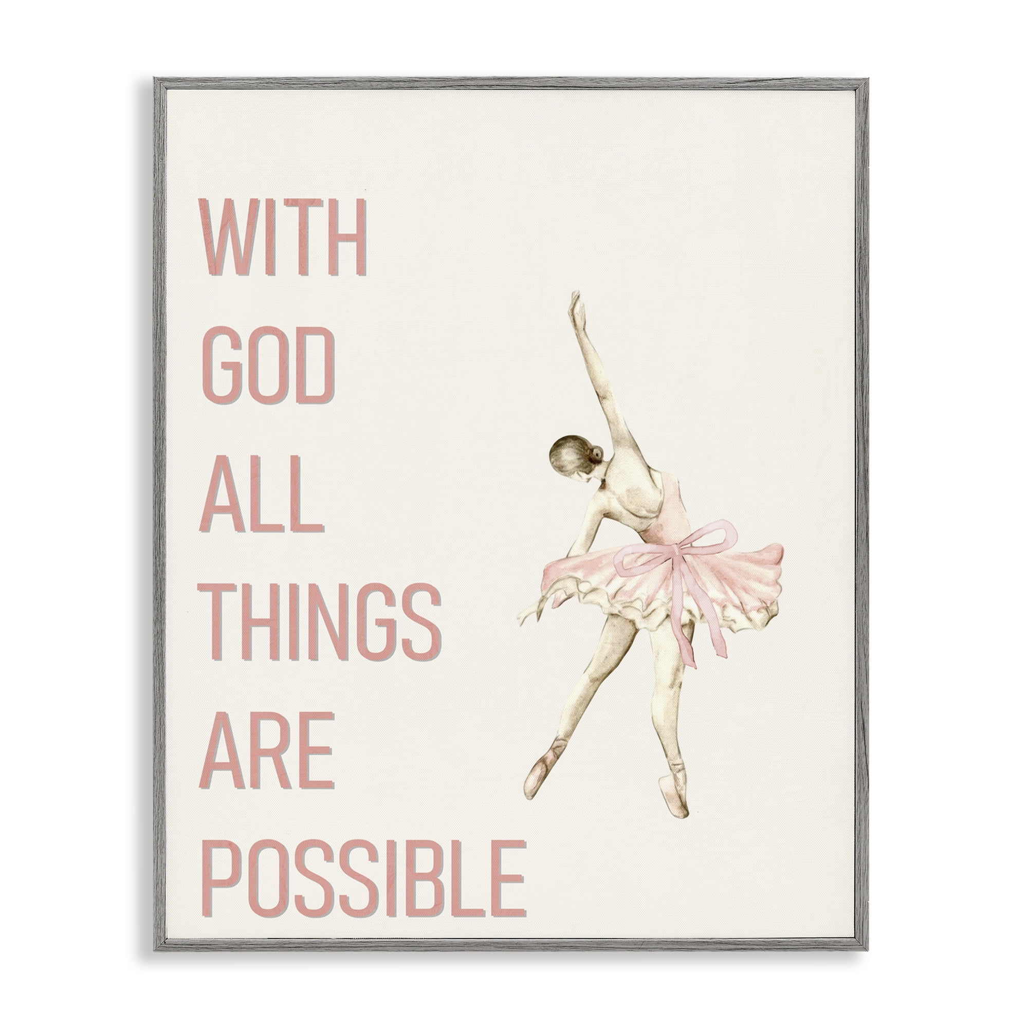 All Things Possible Ballerina Gray Framed Giclee Art, design by Kim Allen