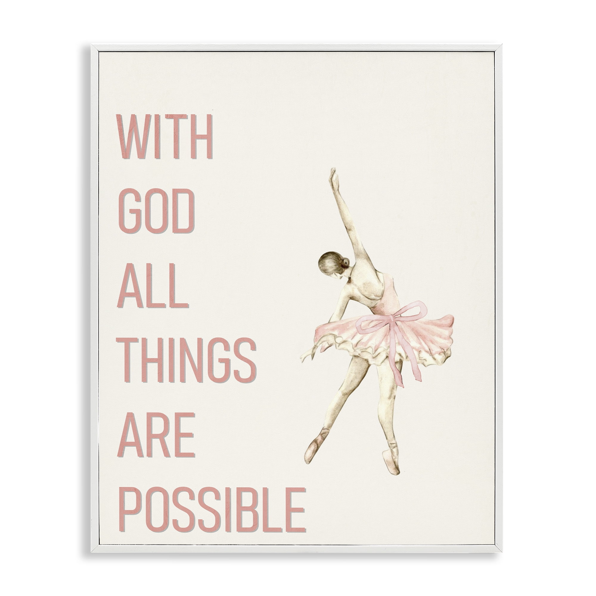All Things Possible Ballerina White Framed Giclee Art, design by Kim Allen