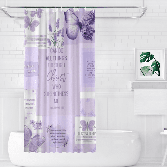 All Things Through Christ God Waterproof Polyester Shower Curtains, 36" x 72"