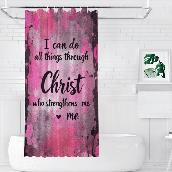 All Things Through Christ Philippians Waterproof Polyester Shower Curtains, 36" x 72"