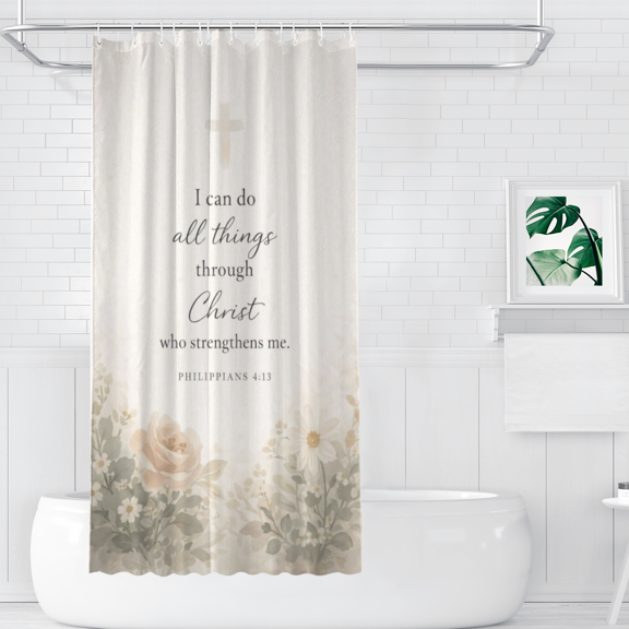 All Things Through Christ Trust God Polyester Shower Curtains, 36" x 72"