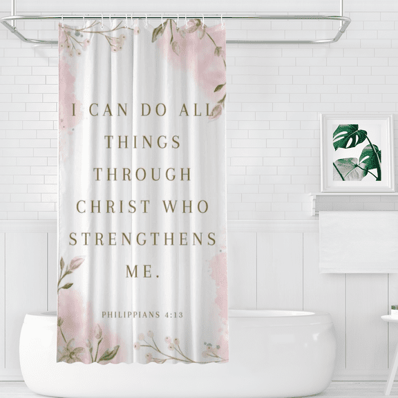 All Things Through Christ Waterproof Polyester Shower Curtains, 36" x 72"
