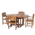 thumbnail image 1 of All Things cedar TE70-20-W Teak Oval Extension Patio Table & Dining chair Set with cushions White, 1 of 5