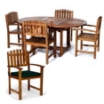 thumbnail image 1 of All Things cedar TE70-20-g Teak Oval Extension Patio Table & Dining chair Set with cushions green, 1 of 3