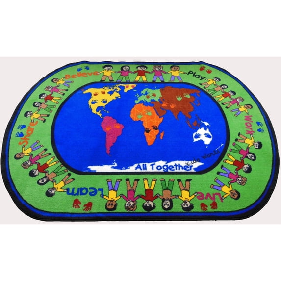 Kids World Carpets All Together Kids' Multicolor Nylon Area Rug (5' x 8') - EXACT SIZE - EXACT SIZE