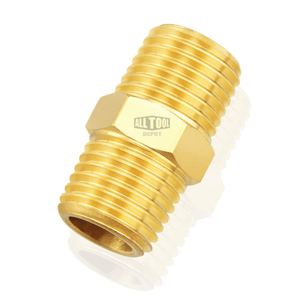 All Tool Depot Brass HEX Nipple 3/8" Male NPT MNPT Fuel / AIR/ Water / Oil/ Gas WOG (25 Pack)