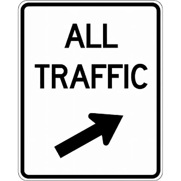 All Traffic Right Traffic Sign - 8"x12" Metal Notice Sign, Danger Warning Caution for Outdoor & Indoor Use