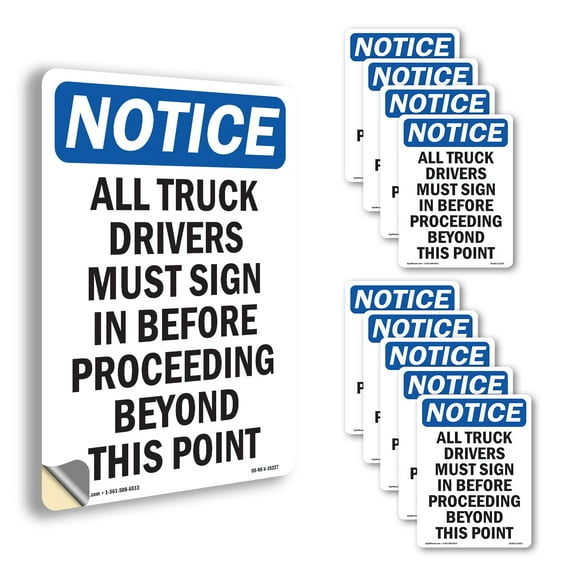 All Truck Drivers Must In OSHA Notice Vinyl Decal Label 5 Inch x 3.5 Inch - 10 Pack