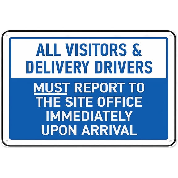 All Visitors & Delivery Drivers Sign 12 x 8 Inches - Aluminum Tin Warning Sign, Indoor Outdoor Home, Garden, Office, Delivery Zone