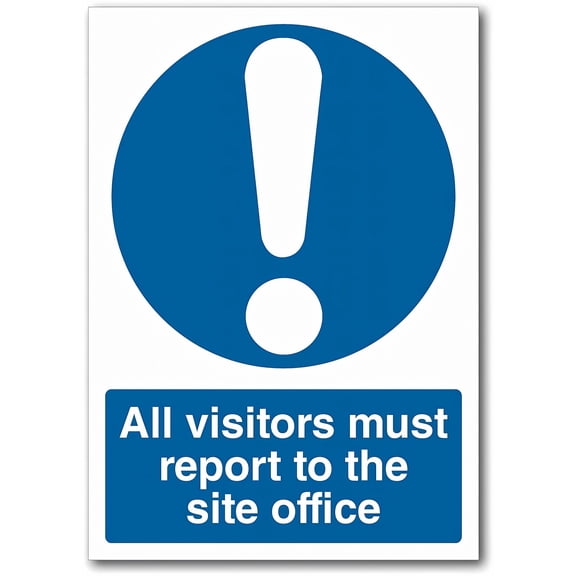 All Visitors Must Report to Site Office Sign - 8"x12" Mandatory Metal Tin Sign, Industrial Commercial Series for Business Office