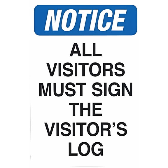 All Visitors Must Sign Visitor's Log Metal Sign 8"x12" - Visitor Security Caution Decor, Business Home Indoor Outdoor Yard
