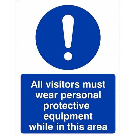 All Visitors Must Wear PPE In This Area Tin Sign - 8"x12" Vintage Warning Metal Sign, Wall Decor for Home Farm Bar Office
