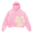thumbnail image 1 of All WE NEED IS LOVE Men's Oversize Cropped Hoodie Casual Baggy Hop Gothic Pullover Long Sleeve Hoodie Colorful Sweatshirt With Pockets (Light Pink,L), 1 of 4