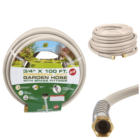 All Weather 3/4" x 100 Feet Water Hose Heavy Duty Commercial Industrial Garden Water Hose, Gray