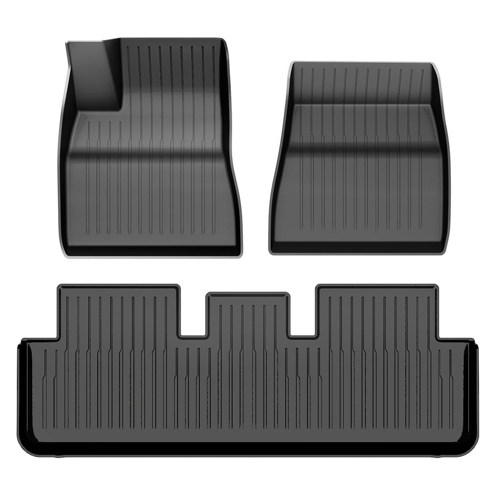 All-Weather Protection 3D Molded TPE Floor Mats Liners 1st & 2nd Row Full Set Fit For 2024-2025 Tesla Model 3 Highland