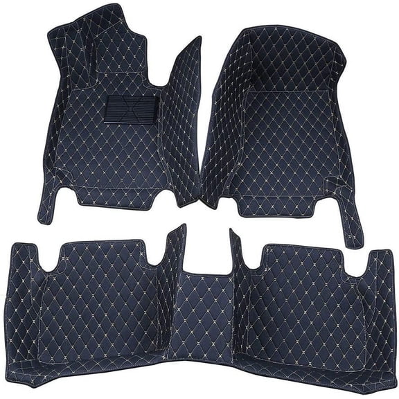 All Weather All Season Lines Floor Mats Compatible with Landrover Discovery 5 (Black with Gold Stitching)