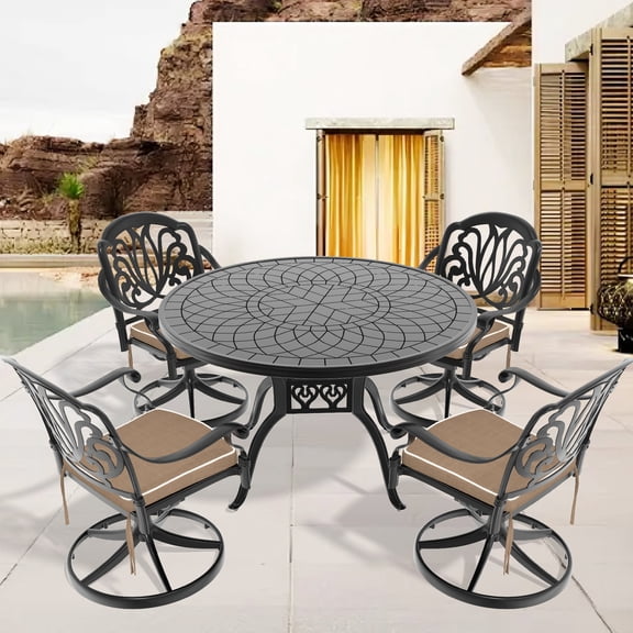 All-Weather Aluminum 4-Seater - Exquisite Carved Design - Outdoor Relaxation - Weather & UV Resistant