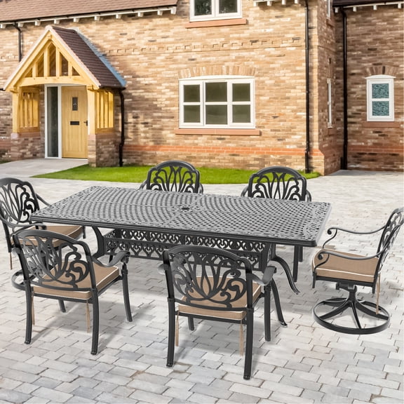 All-Weather Aluminum Set - Natural Curve Seats - Outdoor Party - Easy to Put Together