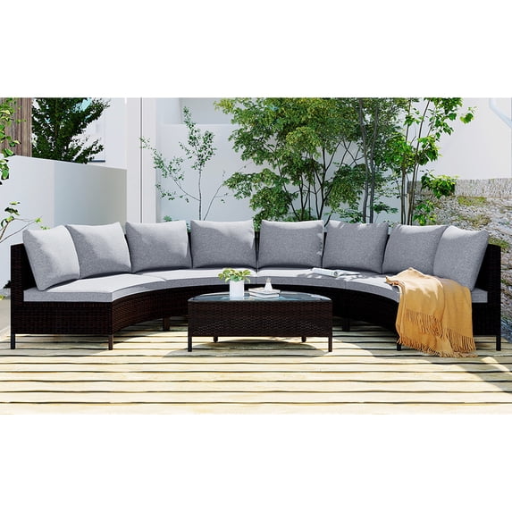 All-Weather PE Rattan Sofa/Outdoor Event Hosting/Comfortable Pillows