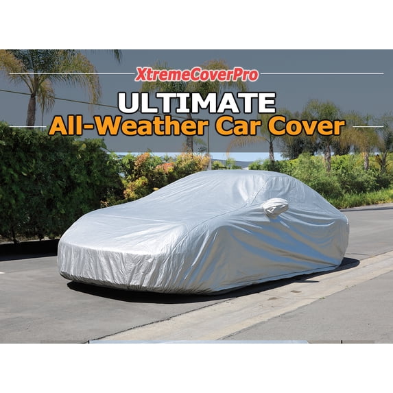 All Weather Car Cover Fits 2016 2017 2018 2019 Buick LaCrosse , waterproof, uv-proof, easy access zipper, wind-proof, detachable straps SILVER