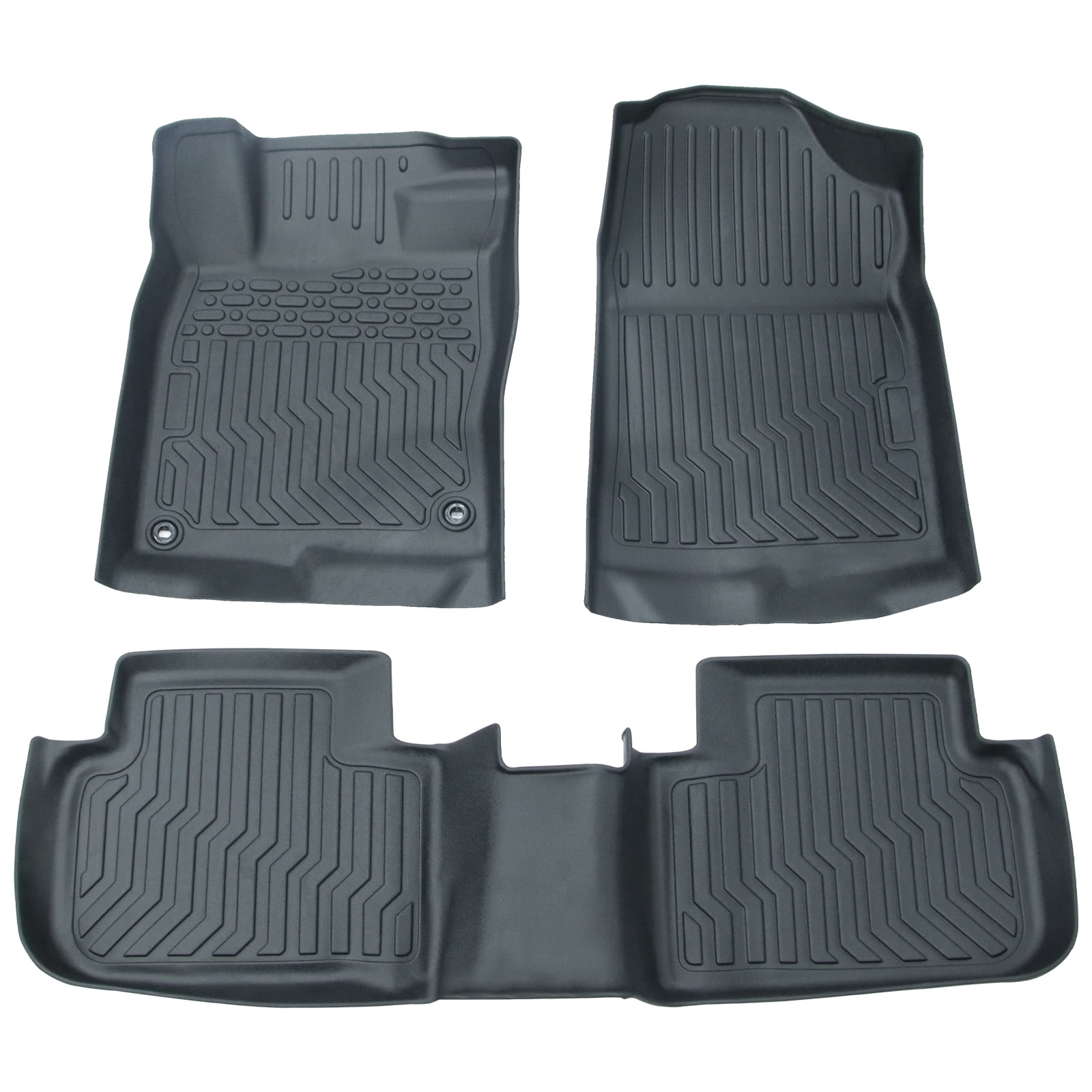 All-Weather Car Floor , Heavy Duty Rubber Liners, Front and Second Set of 3, Black-Car Floor Mats, All-Weather