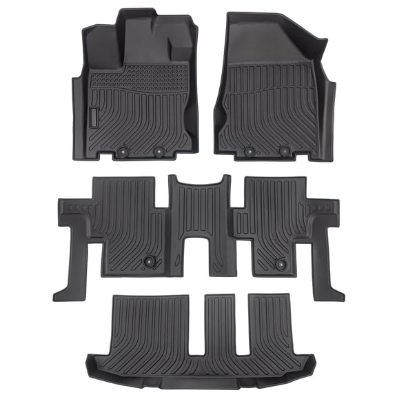 All-Weather Floor Liner - 3-Piece Set Black-Floor Mats Liner TPE All Weather