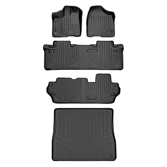 SMARTLINER 4 Rows Custom Fit Floor Liners Compatible with 2013 - 2020 Toyota Sienna 8 Passenger
