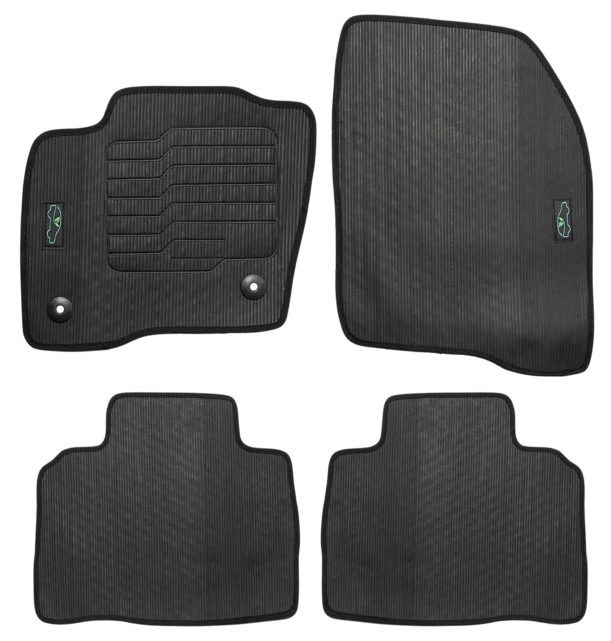 All Weather Floor Mats Custom Fit for 2015 to 2023 Ford Edge - Front and Rear - Black - Safety Locks - ecoMats