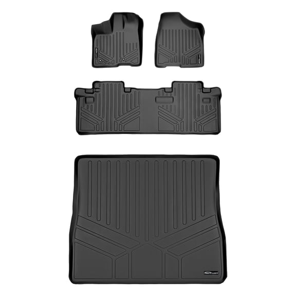 SMARTLINER 3 Rows Custom Fit Floor Liners Compatible with 2011 - 2012 Toyota Sienna 8 Passenger (Gasoline)
