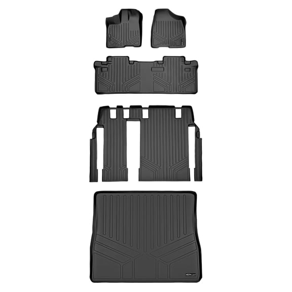 SMARTLINER 4 Rows Custom Fit Floor Liners Compatible with 2011 - 2012 Toyota Sienna 8 Passenger
