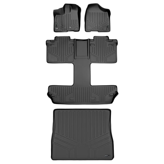 SMARTLINER 4 Rows Custom Fit Floor Liners Compatible with 2013 - 2020 Toyota Sienna 7 Passenger (Gasoline | )