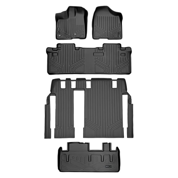 SMARTLINER 4 Rows Custom Fit Floor Liners Compatible with 2013 - 2020 Toyota Sienna 8 Passenger